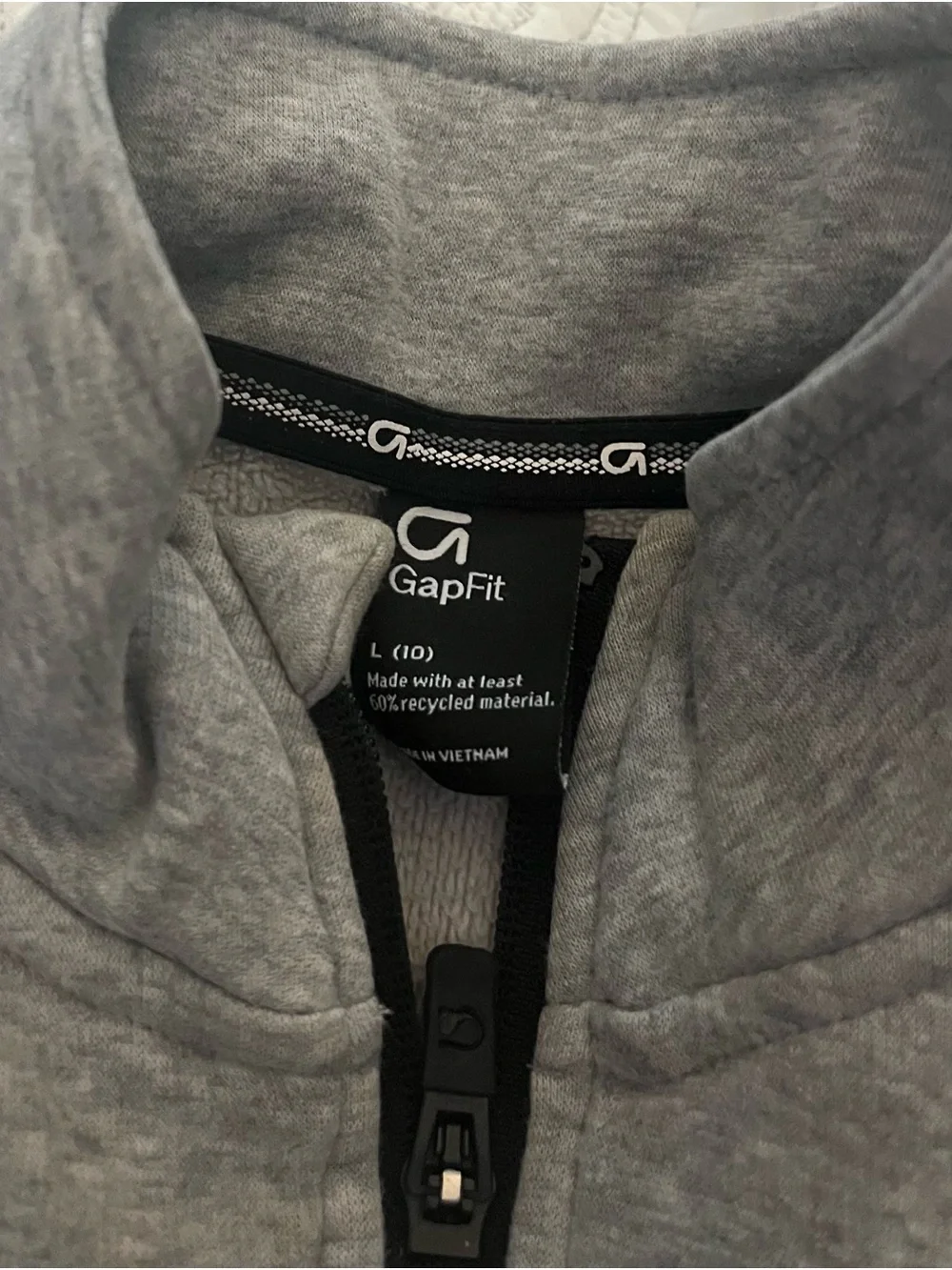 GapFit Kids Gray Fleece Quarter Zip Pullover | Size L (10)